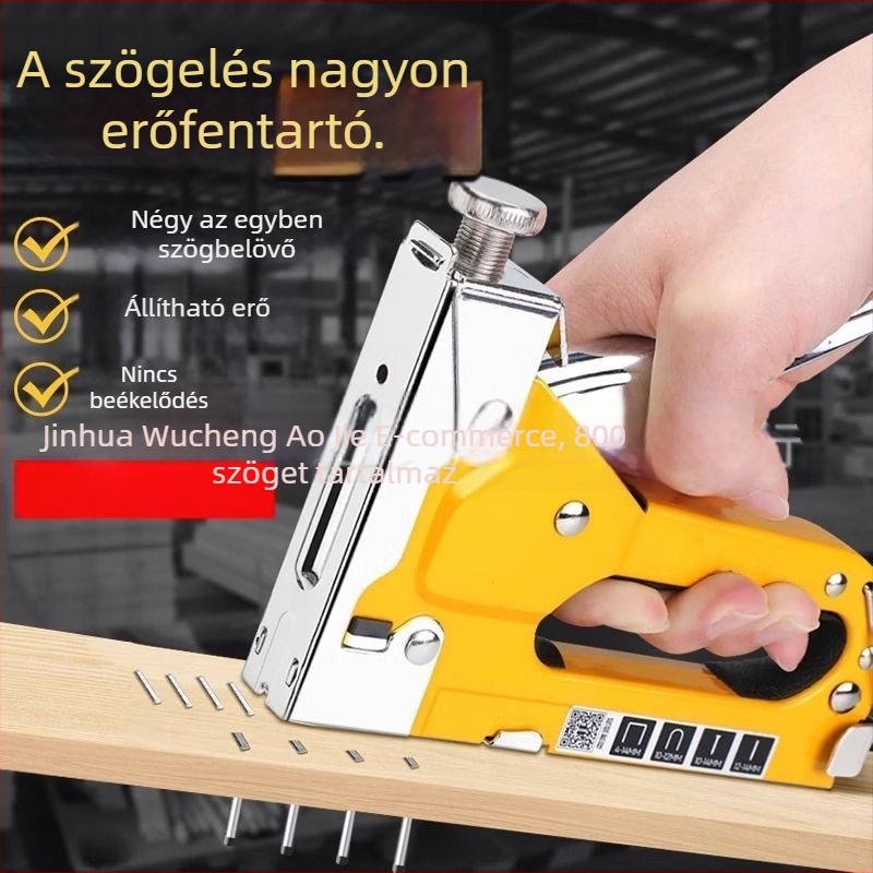 Kézi szögbelövő faipari felhasználásra, négyfunkciós sárga modell
