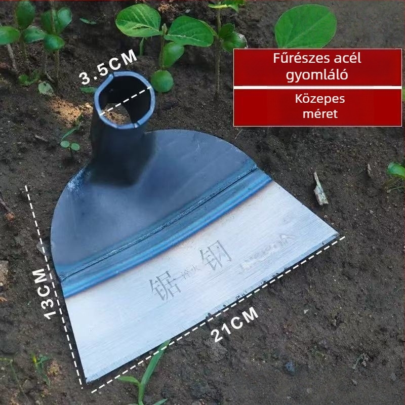 Fűrészpengéjű acél kapa, hagyományosan kovácsolt kerti kapa, többfunkciós gyomirtó eszköz, kettős felhasználás ásáshoz és gyomláláshoz