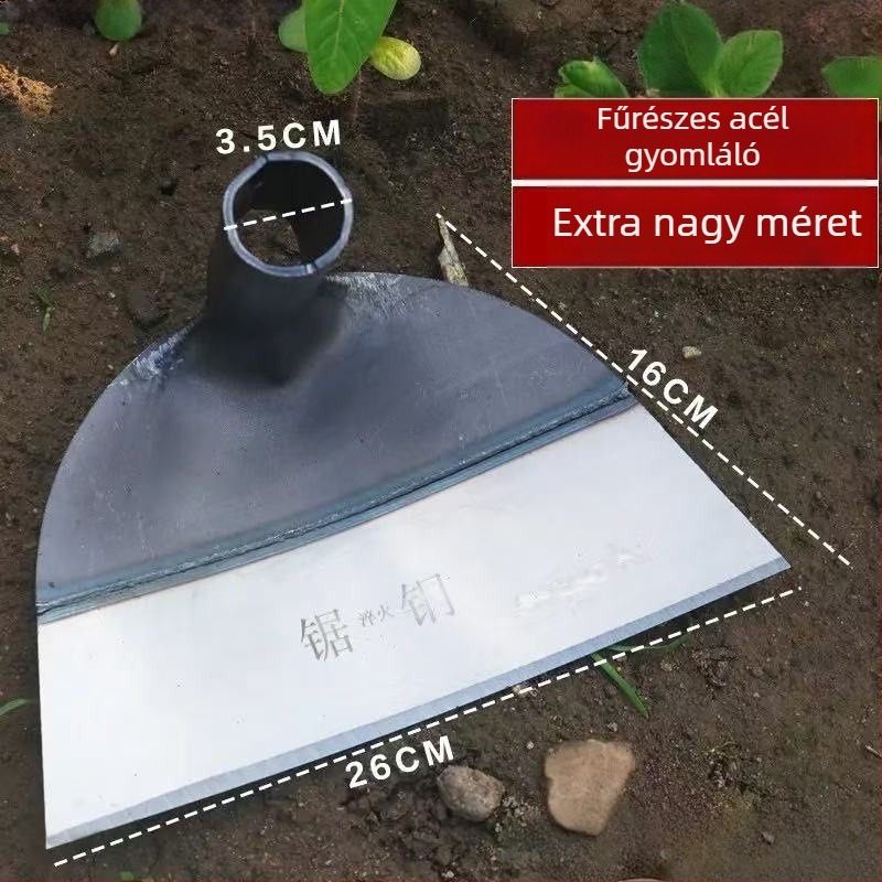 Fűrészpengéjű acél kapa, hagyományosan kovácsolt kerti kapa, többfunkciós gyomirtó eszköz, kettős felhasználás ásáshoz és gyomláláshoz