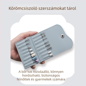 Vastag bőrből készült manikűr polírozófej tároló táska