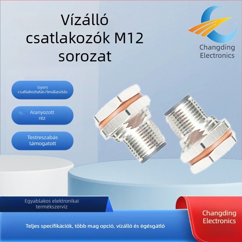 Changding M12 vízálló csatlakozó, injekciós öntésű körkörös repülőcsatlakozó LED-szalaghoz, kültéri fotovoltaikus csatlakozó