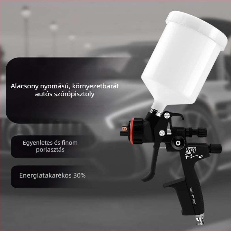 Autólemezhez használható festékszóró pisztoly, fedőréteg és javító spray. Alkalmas víz- és olaj-alapú festékekhez. Kiváló minőségű alumínium