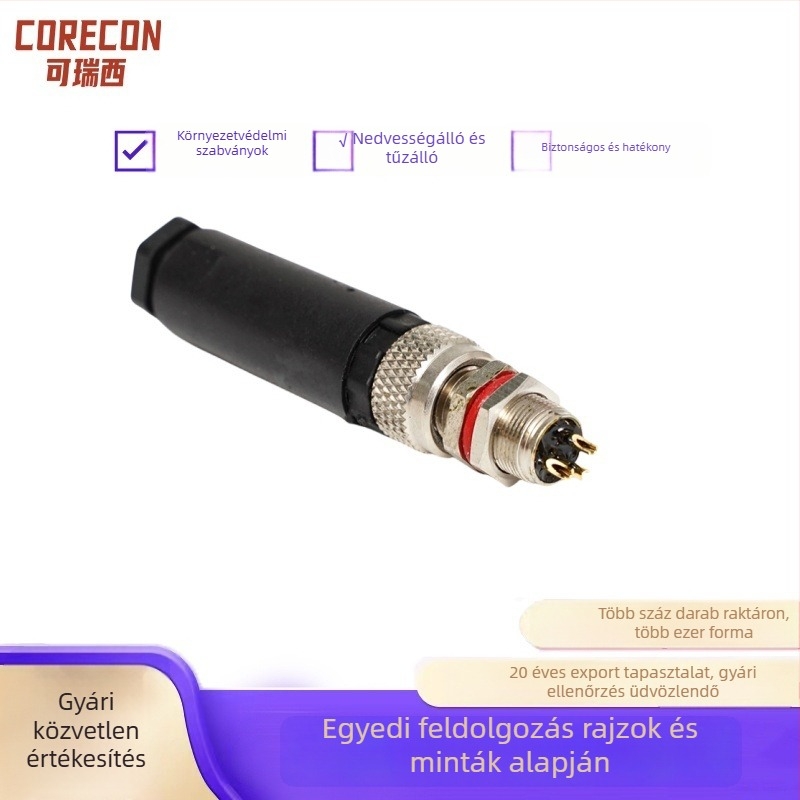 Cerisi M12 vízálló csatlakozó repülés, orvosi és katonai kábelezéshez — férfi és női dugasz, házban