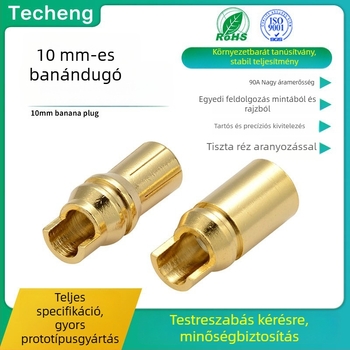 10 mm-es aranyozott banándugó, nagy áramú, strapabíró sárgaréz csatlakozó, férfi és női vég
