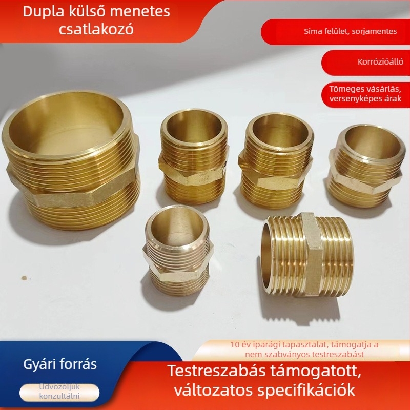 Réz kettős külső menetű közvetlen csatlakozás vízellátócsőhöz, hosszabbító adapter Ø50 mm, DS01
