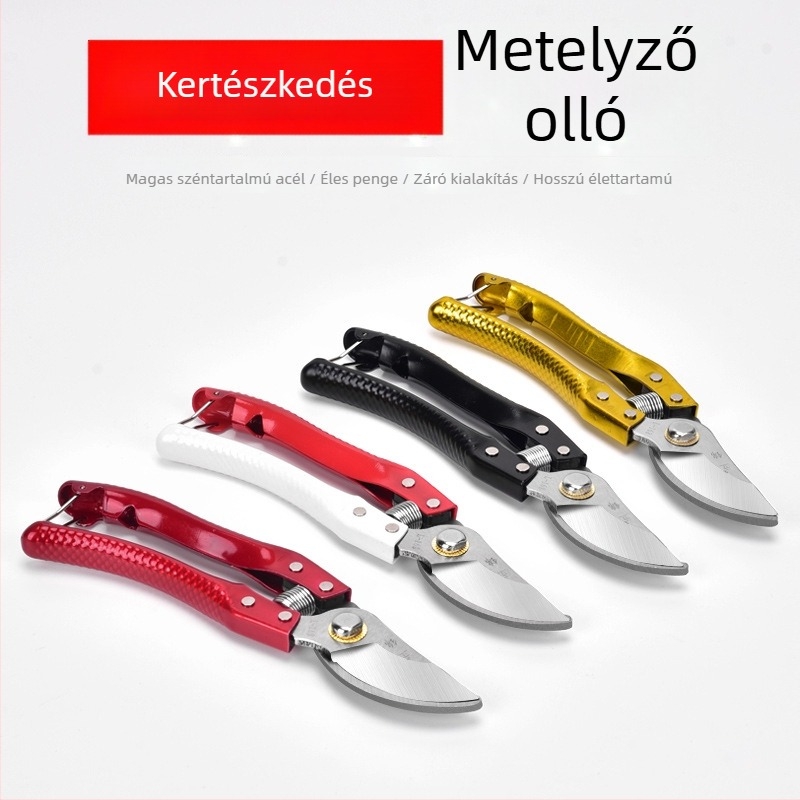 Mangán acél metszőolló ágakhoz és gyümölcsfákhoz, kerti metszőolló kiegészítőkkel