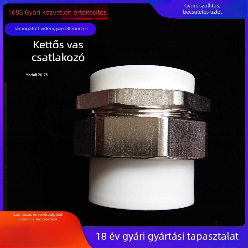 PPR dupla fejű forró olvasztású csőcsatlakozó, réz-vas ötvözet Ø20-75 mm