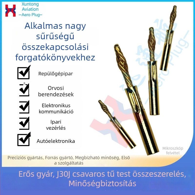 Twist Pin Assembly J30J négyszögletes csatlakozóhoz, aranyozott crimp pin-ek 1,27