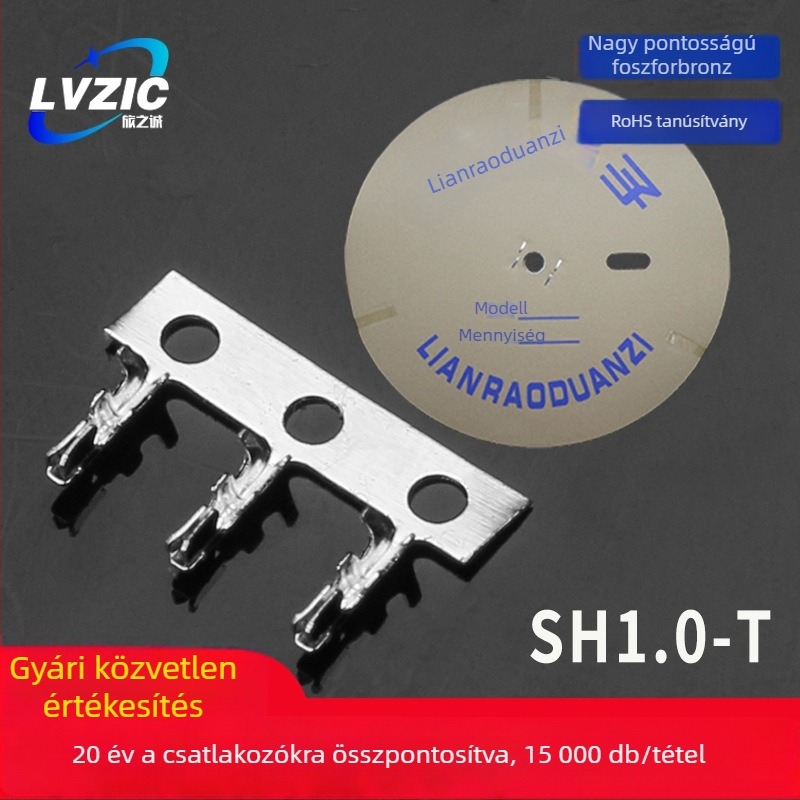 SH1.0mm levélrugós terminálkapcsoló SH1.0-T dugóval, foszforbronz ötvözet, hidegpréselt terminál