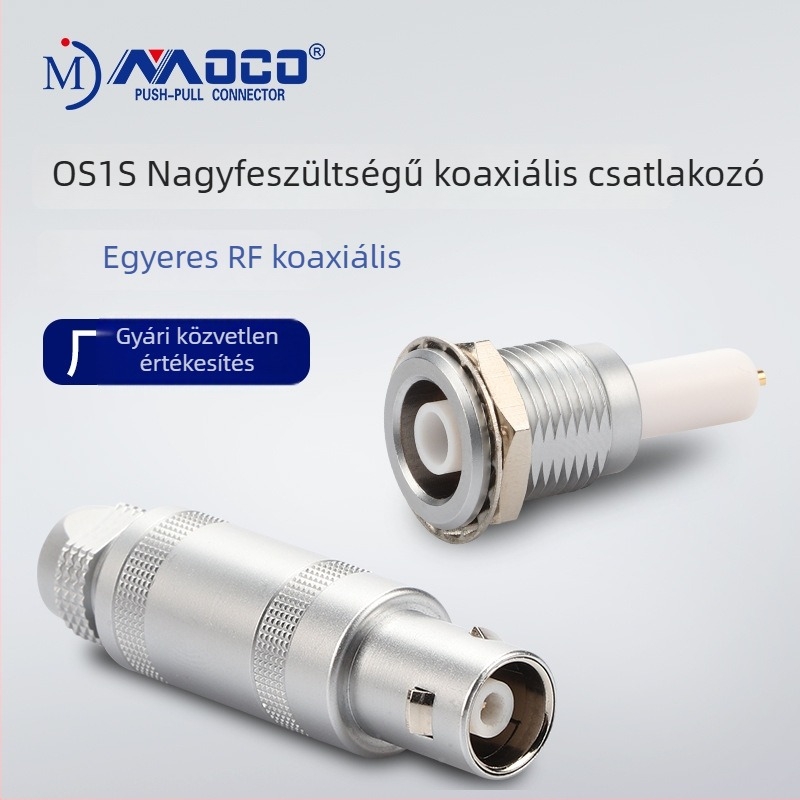 MOCO koaxiális push-pull csatlakozó – férfi és női, kompatibilis FFA/ERA repülőgép csatlakozóval, 00S0S1S2S, egymagos, PPS szigetelő, modell FFA.1S.405.CTL