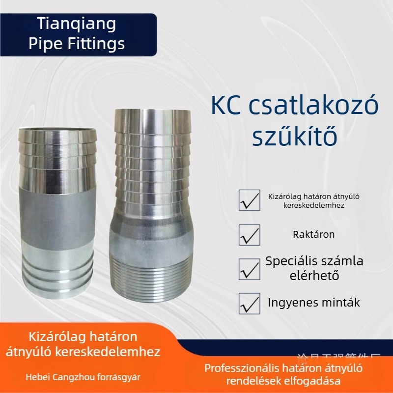 Galvanizált szénacél tömlőcsatlakozó külső menettel, változó átmérőjű redukciós csatlakozó öntözéshez (DN50)