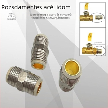 Rozsdamentes acél 1/2 hüvelykes kettős külső menetű egyenes csatlakozó vízvezetékhez