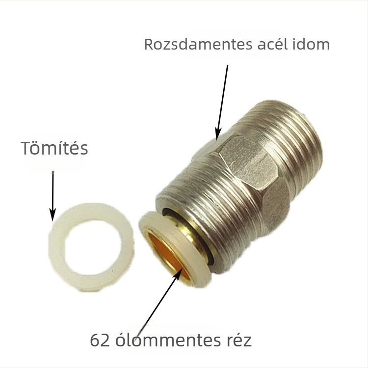 Rozsdamentes acél 1/2 hüvelykes kettős külső menetű egyenes csatlakozó vízvezetékhez