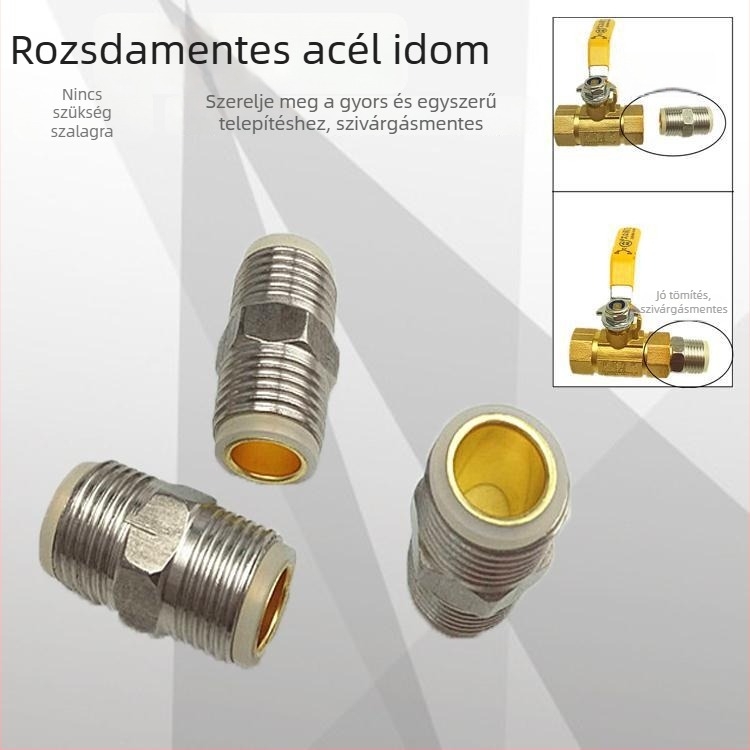 Rozsdamentes acél 1/2 hüvelykes kettős külső menetű egyenes csatlakozó vízvezetékhez