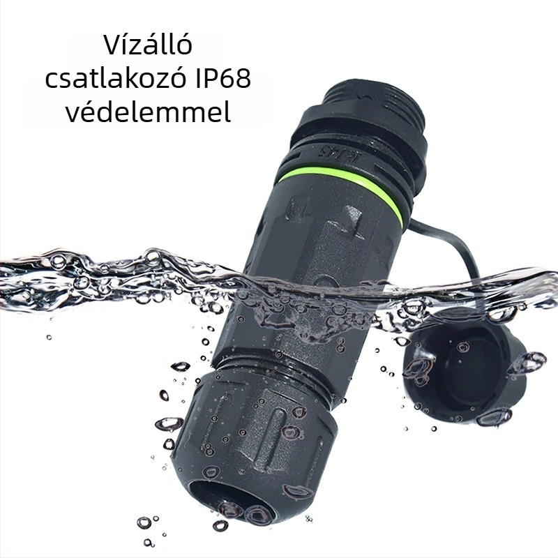 RJ45 panelre szerelhető Gigabit Cat6 vízálló csatlakozó, kültéri hálózati bővítés
