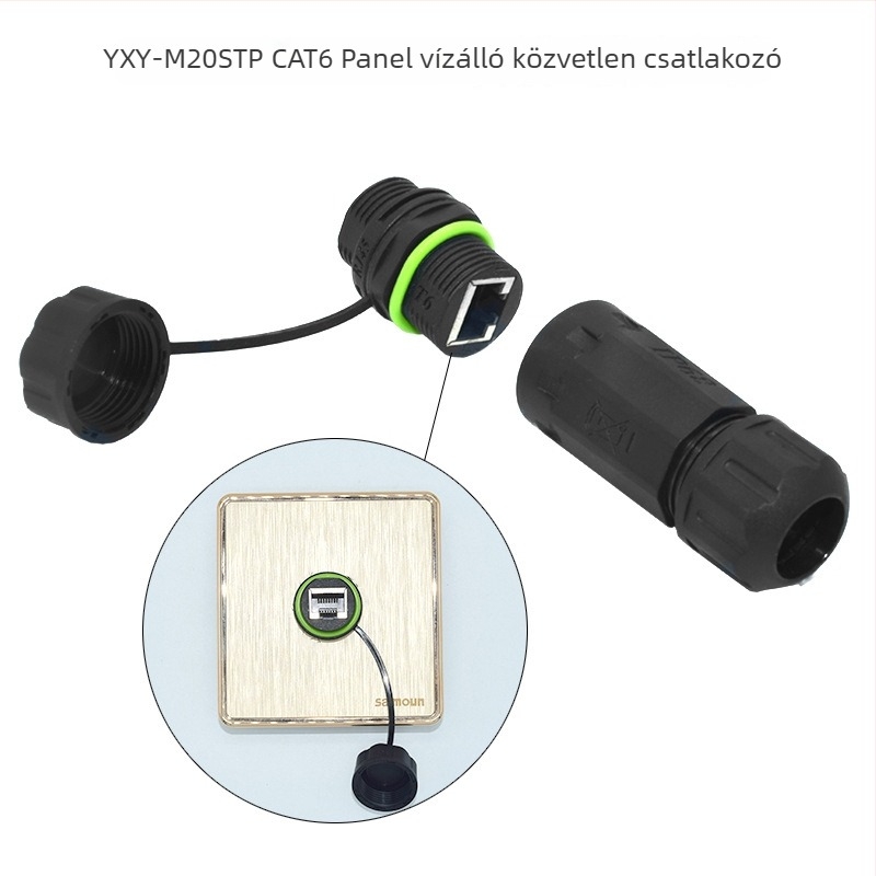 RJ45 panelre szerelhető Gigabit Cat6 vízálló csatlakozó, kültéri hálózati bővítés