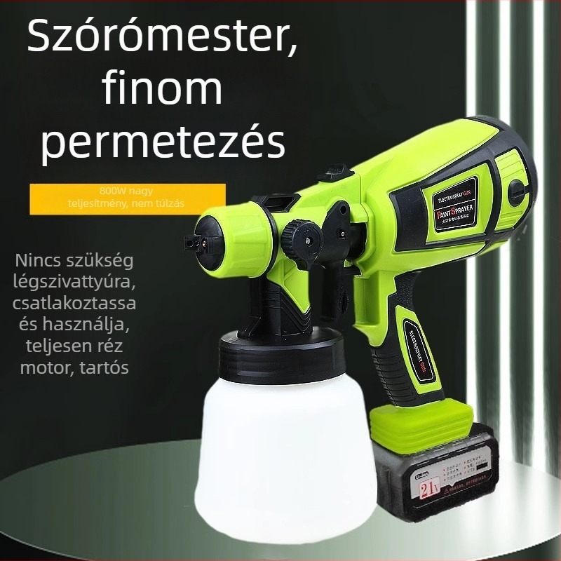 Háztartási Li-ion akkumulátoros festékszóró pisztoly – latex festékhez, magas atomizáció, 1,3 mm-es fúvóka