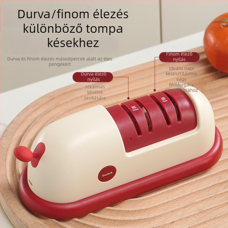 Saját dizájnú elektromos késélező, háztartási konyhai eszköz, kompakt, újratölthető