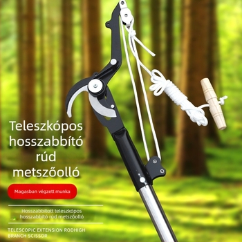 Metszőolló kinyitható nyéllel, magas ágakhoz, hosszú elérési vágáshoz kertben és gyümölcsfákon