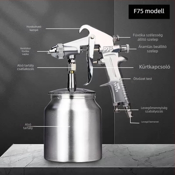 F75 festékszóró, alsó adagolóval, pneumatikus eszköz háztartási és autóhasználatra, magas atomizáció