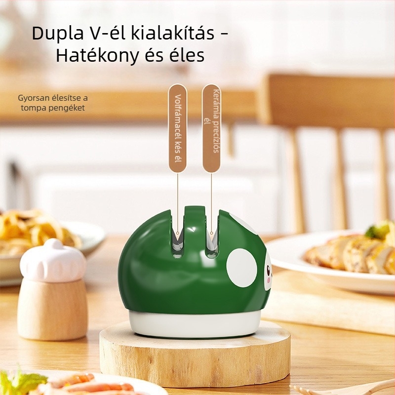 Kreatív késélező szívókoronggal, falra szerelhető vagy a pultra helyezhető, dupla V élű köszörűkő, hatékony élezéshez