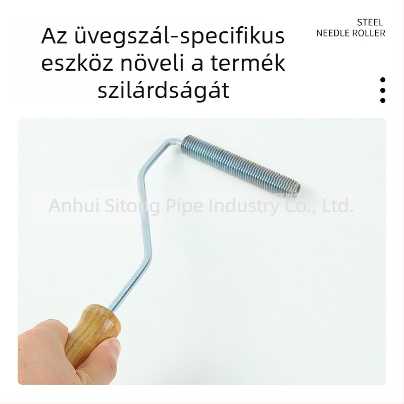 16 mm-es vas spirál acél defóliáló görgő üvegszálas kézi felhordáshoz, gyantához kifejezetten buborékmentesítő eszköz