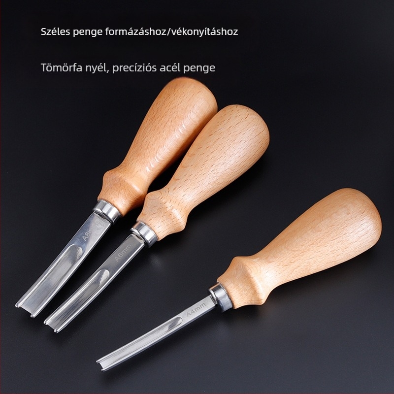 Kiváló minőségű tömörfa bőr élének vékonyító és formázó eszköz — széles spatula, 4/6/8/10 mm, kézzel készített DIY