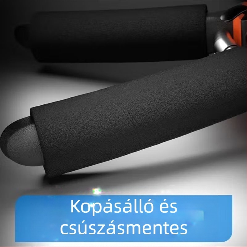 Kerti metszőolló szivacsos markolattal és sascsőr alakú nyelekkel gyümölcsfák metszésére, ágak vágására és virágok nyírására