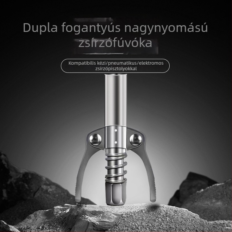 Csipesz-típusú zsírzópisztoly, univerzális magasnyomású fej, töltőfej, síkcsúcsú végződés, kézi és pneumatikus fejek és tartozékok