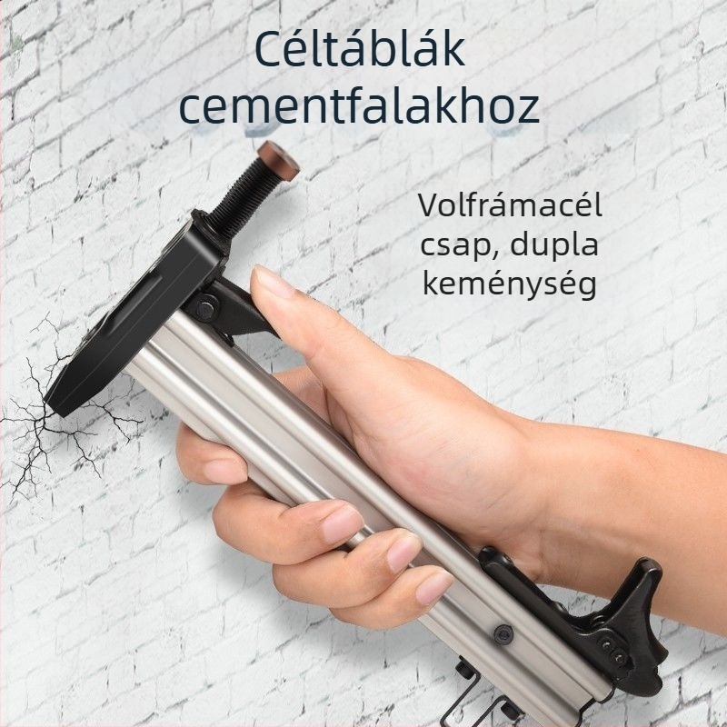 Kézi szögezőpisztoly acél szögekkel, egyenes heggyel, cementfalakhoz, acélszalagos szögekhez, félautomata működés