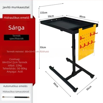 Állítható magasságú, mobil karbantartó munkapad szerszámtárolóval és kocsival