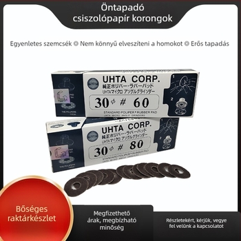 UHTA ragasztó hátú barna korundum kalcinált homokból készült csiszolópapírlap, 45°/90°, pneumatikus csiszolóhoz