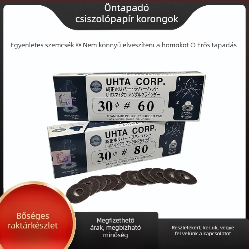 UHTA ragasztó hátú barna korundum kalcinált homokból készült csiszolópapírlap, 45°/90°, pneumatikus csiszolóhoz