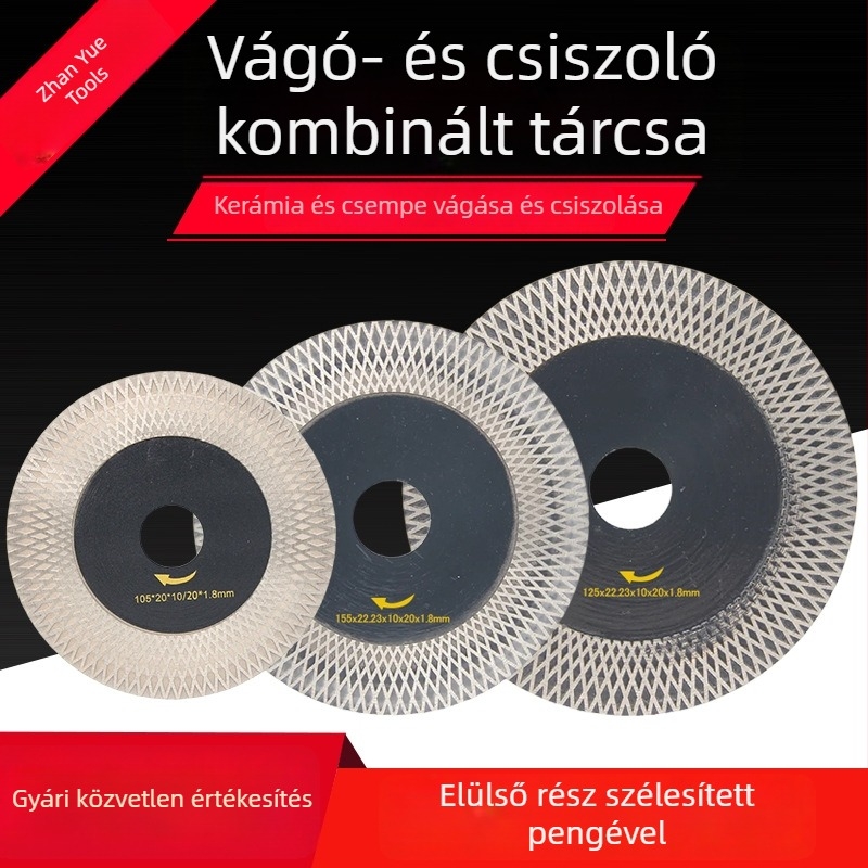 Gyémánt vágó- és csiszoló korong integrált vágási és csiszolási funkciókkal, 115 mm kerámia csempékhez – kettős használat