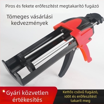 Műanyag dupla csőves fugázó pisztoly, csavarmentes ragasztáshoz, munka megkönnyítésére