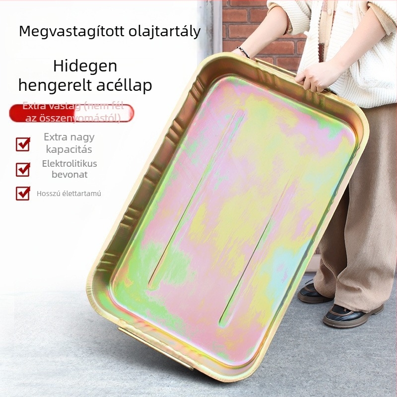 Megvastított olajtál autójavításhoz — olajleeresztő és gyűjtő tál, alkatrészek tisztító tál