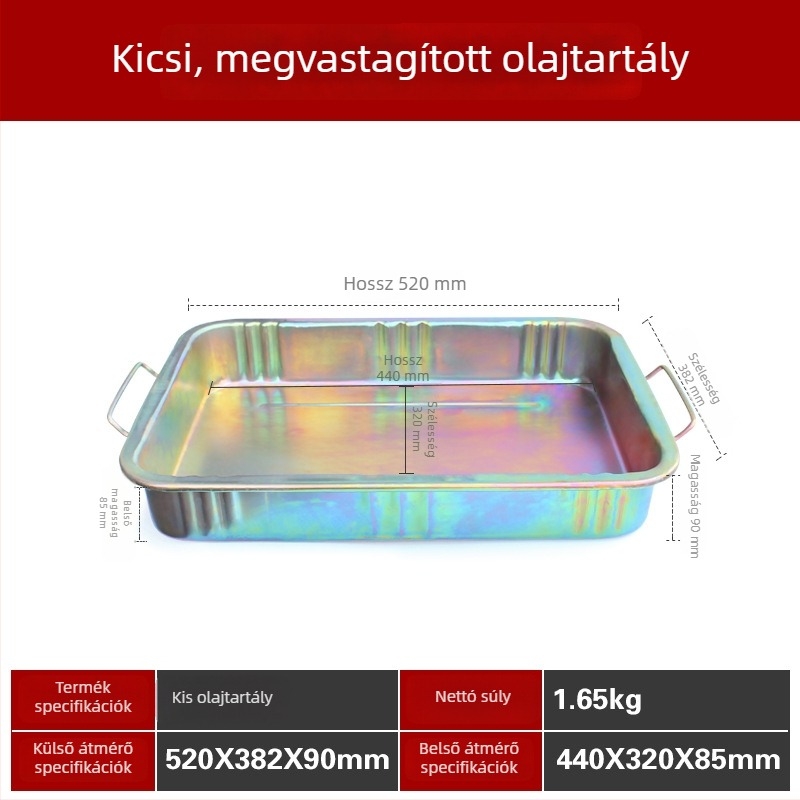 Megvastított olajtál autójavításhoz — olajleeresztő és gyűjtő tál, alkatrészek tisztító tál