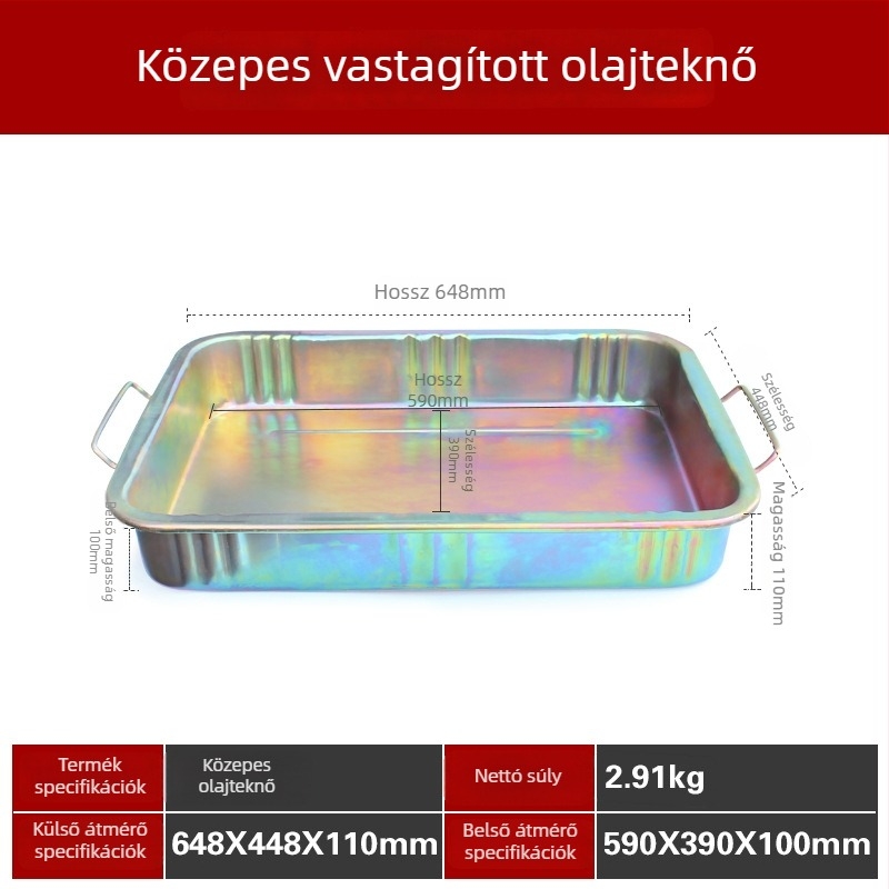Megvastított olajtál autójavításhoz — olajleeresztő és gyűjtő tál, alkatrészek tisztító tál