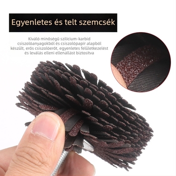 Emery szövetszemcsés csiszolókorong virágfejű kivitelben, fa és fém megmunkálásához – bútor-reliefek és konvex felületek csiszolása