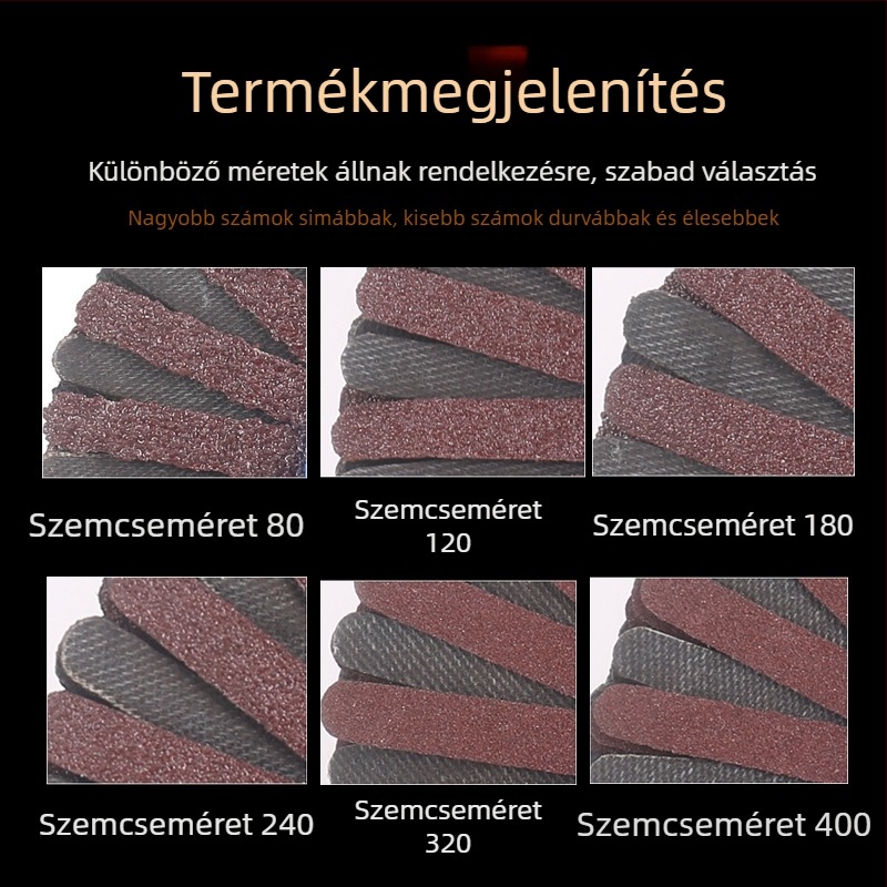 Emery szövetszemcsés csiszolókorong virágfejű kivitelben, fa és fém megmunkálásához – bútor-reliefek és konvex felületek csiszolása