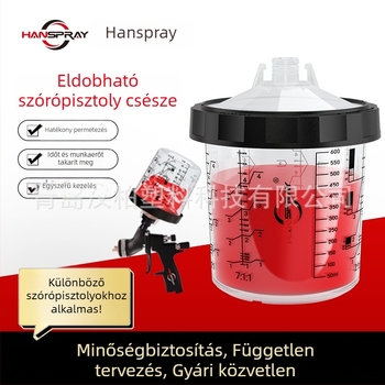 Autófestéshez egyszer használatos műanyag festékkeverő pohár spraypisztolyhoz