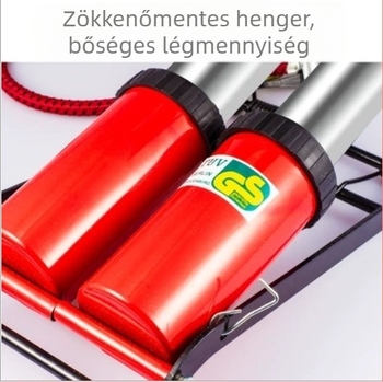 Autóhoz tervezett levegőpumpa kétcsöves, hordozható pedálpumpa