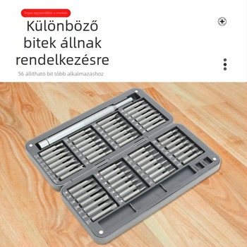 56 darabos kézi háztartási csavarhúzó készlet keresztes és U-alakú bitekkel és speciális bitekkel