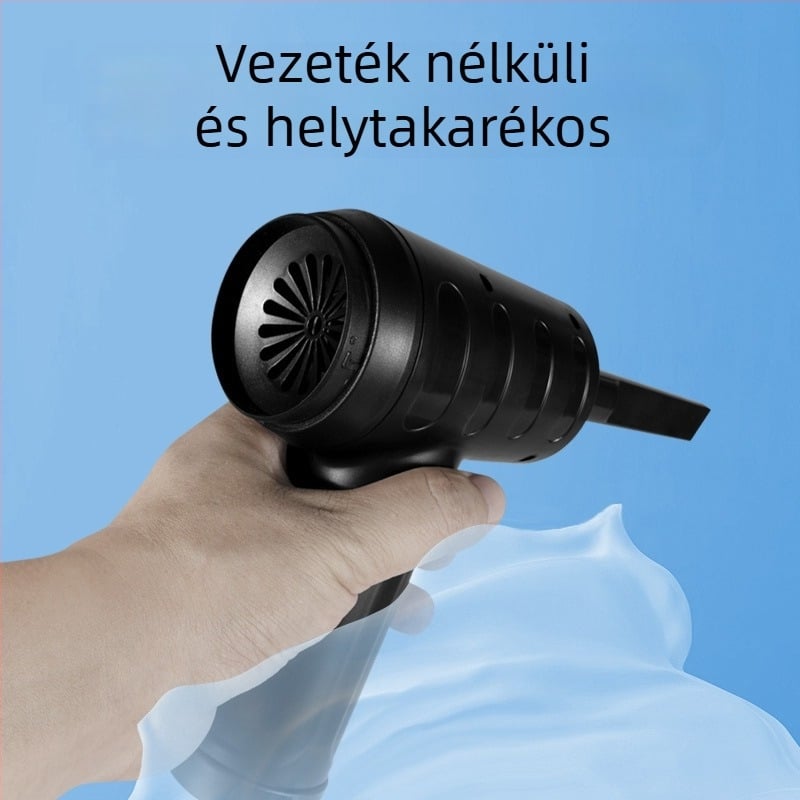 Kézi, integrált pormentesítő készülék számítógép-ház és billentyűzet tisztítására, erős szívás és levegőfúvás a por eltávolítására.