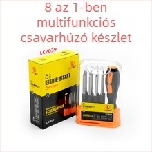 8 az 1-ben csavarhúzó készlet, Phillips és lapos fejű bitekkel, mágneses és izolált, 6150 króm-vanádium acélból
