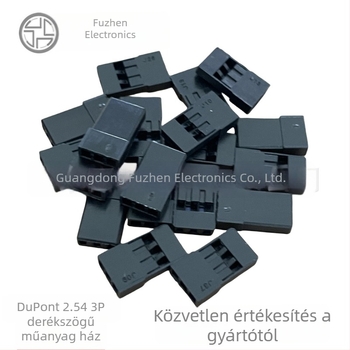 DuPont TJC8 2,54 mm-es 3‑pines derékszögű csatlakozó gumírozott házzal, halogénmentes nylon