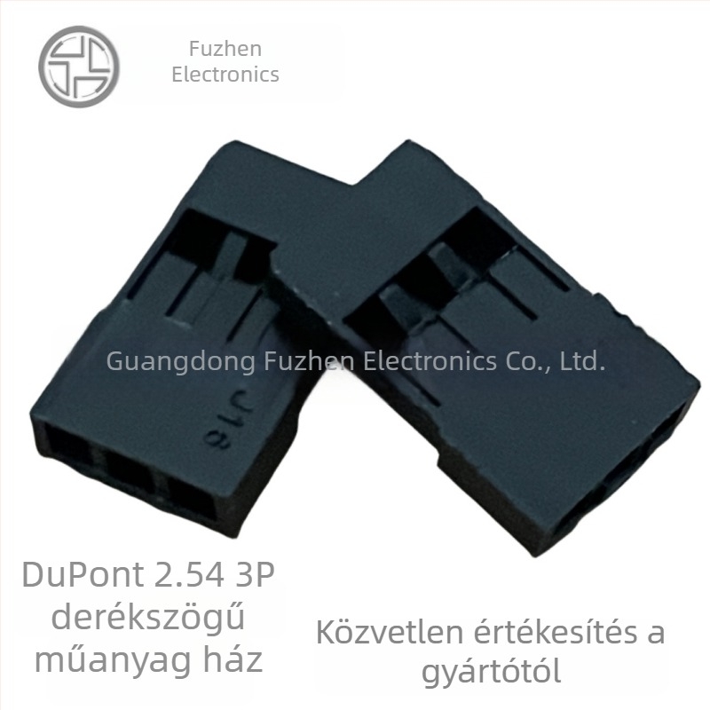 DuPont TJC8 2,54 mm-es 3‑pines derékszögű csatlakozó gumírozott házzal, halogénmentes nylon