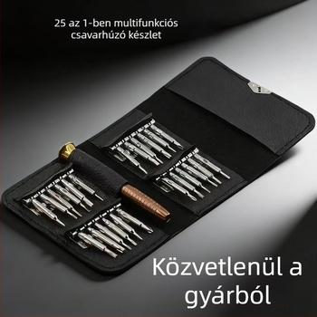 25 az 1-ben multifunkciós csavarhúzó készlet bőrtokkal, hordozható, mágneses, szénacélból készült bitek mobiltelefonok és számítógépek javítására
