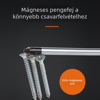 Gumírozott műanyag fogantyúval ellátott csavarhúzó Phillips és ferde fej bitokkal, ütésre is alkalmas, ötvözet acél maggal