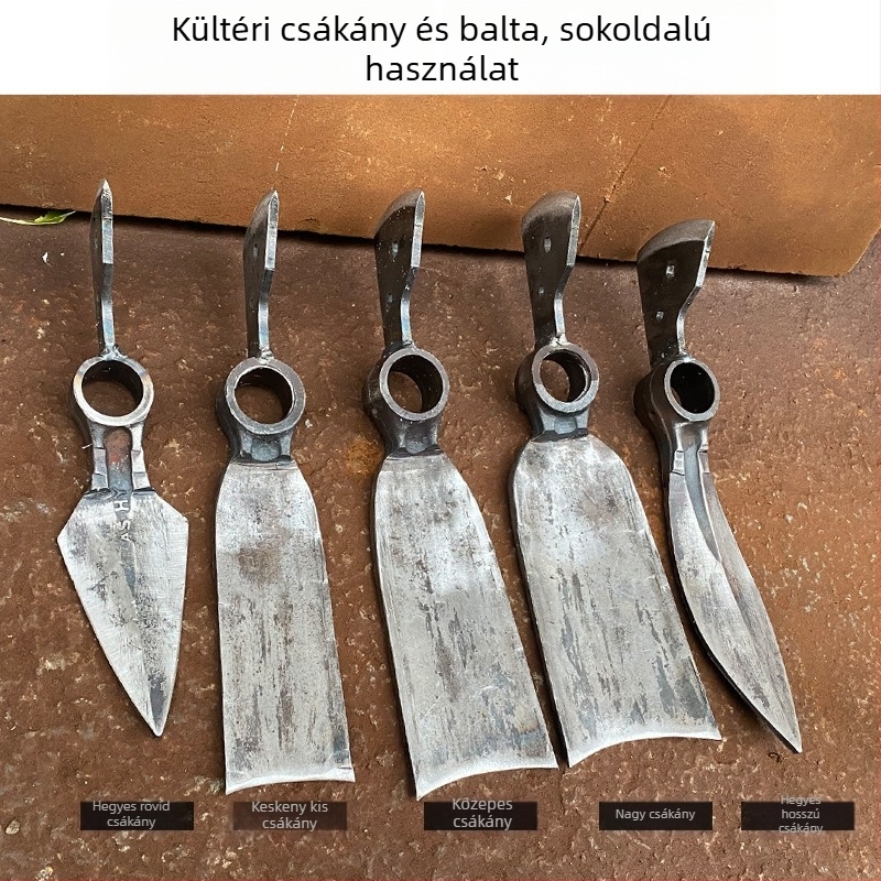 Többfunkciós kerti eszköz ásáshoz, kapáláshoz, faragáshoz, talaj fellazításához, bambusz-gyökérzetek kiásásához, zöldségek ültetéséhez, horgászathoz és cordyceps gyűjtéséhez.
